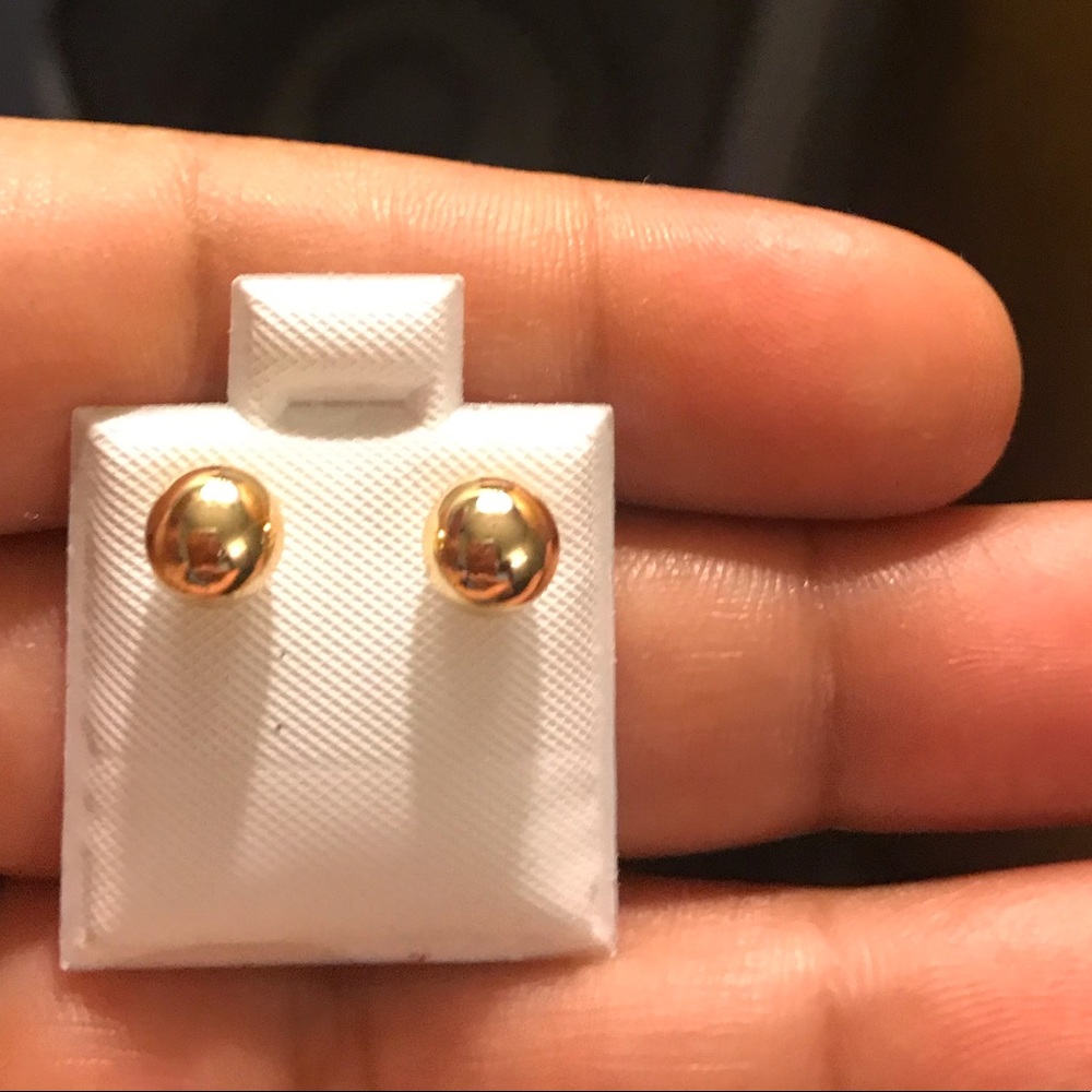 Yellow Gold Ball Earrings 4 mm with Push Backing